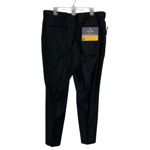 Stafford Black Travel Classic Fit Year Round Flat Front Wool Blend Pants… - Picture 2 of 7